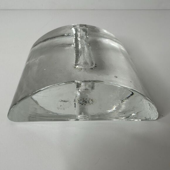 Living Quarters Half Moon Glass Bud Vase Taper Candle Pen Holder Book End Heavy - Picture 5 of 15